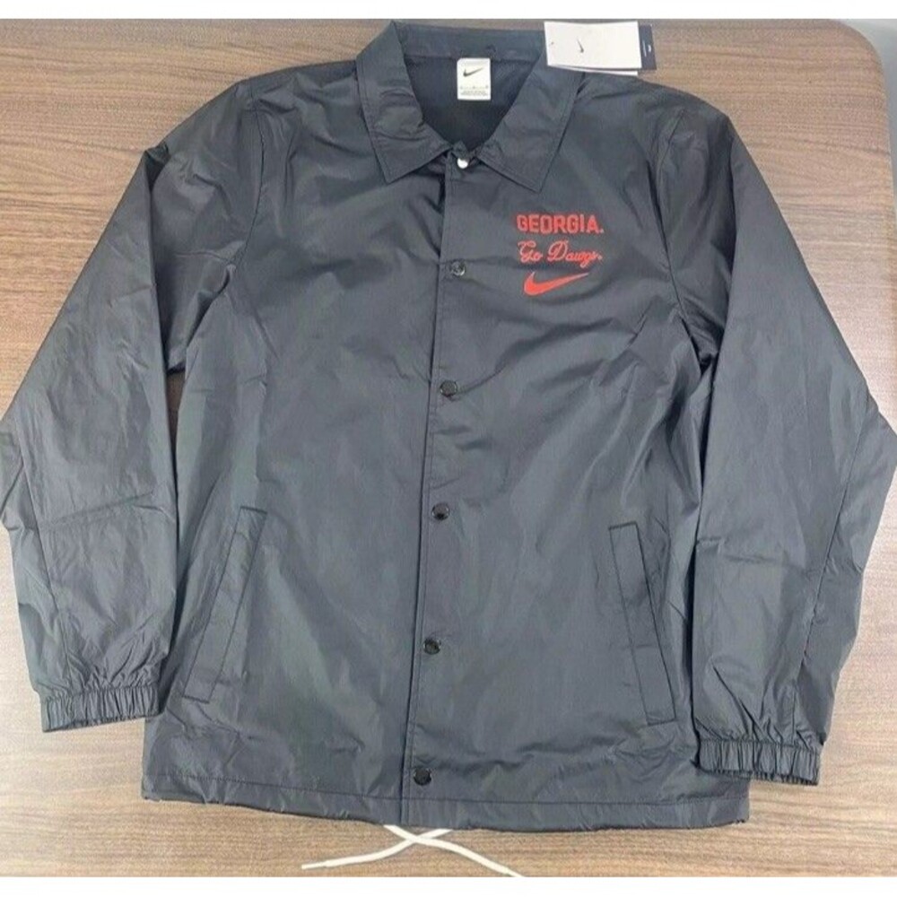 Nike Georiga Bulldogs Coaches Jacket Black Snap Closure FJ8939-010 Men’s Sz L